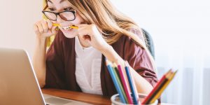 Woman using laptop