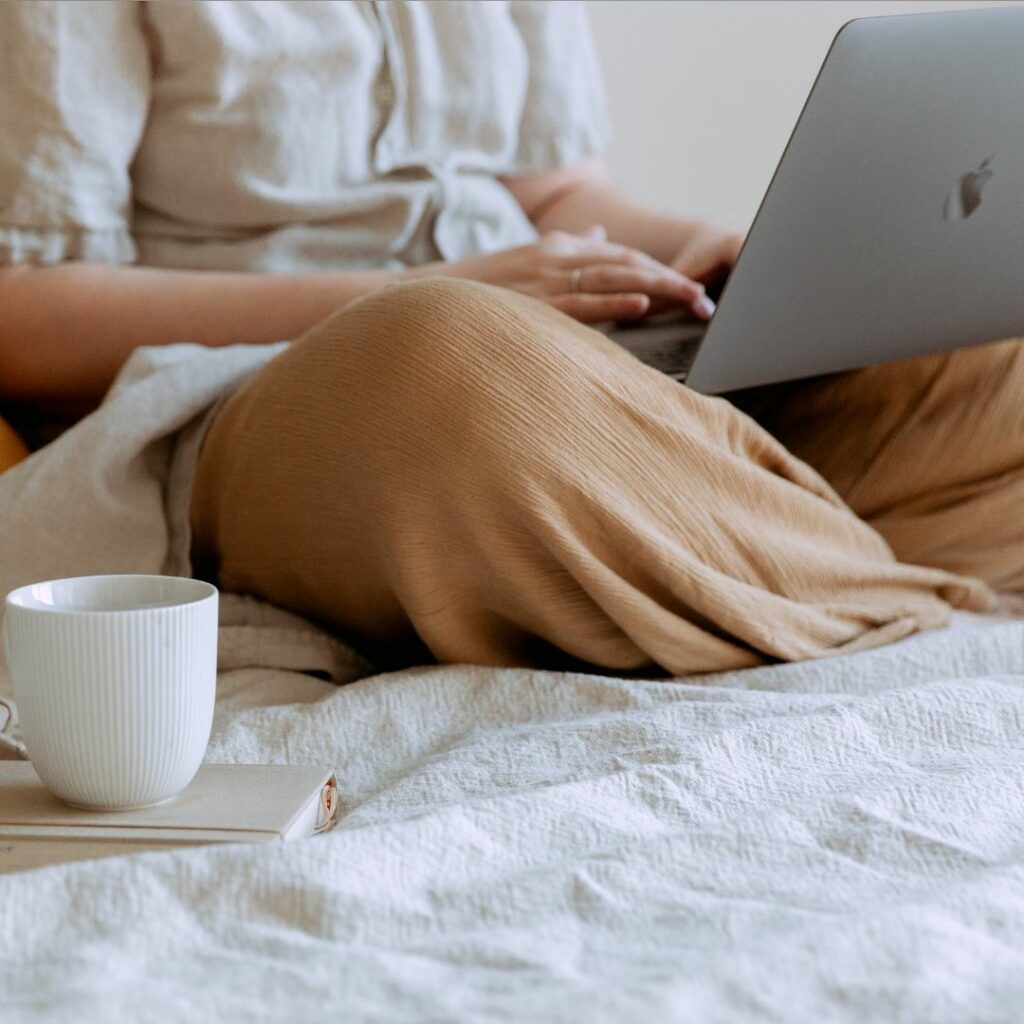 Lady working on a laptop